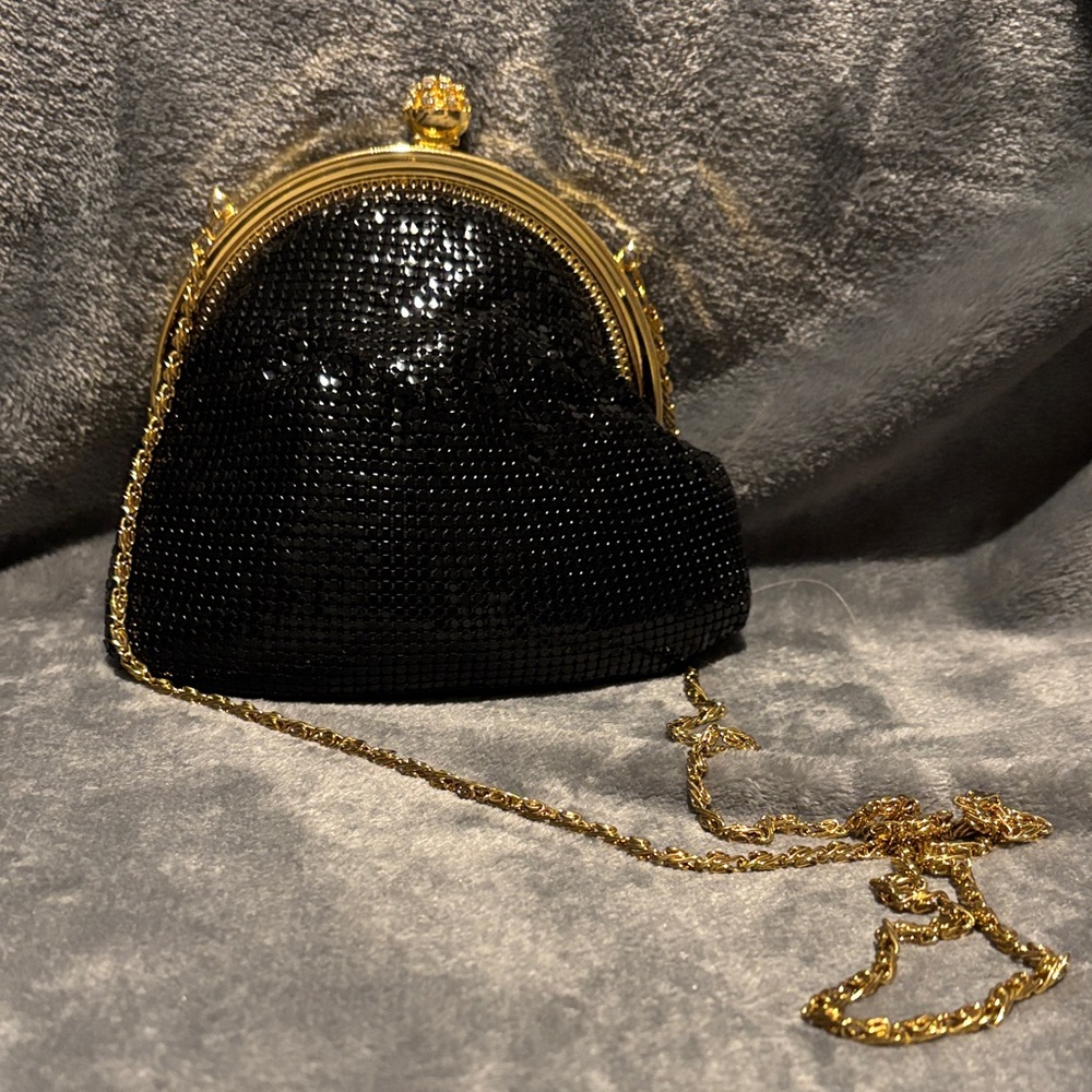 Elegant Black Evening Bag with Gold Chain